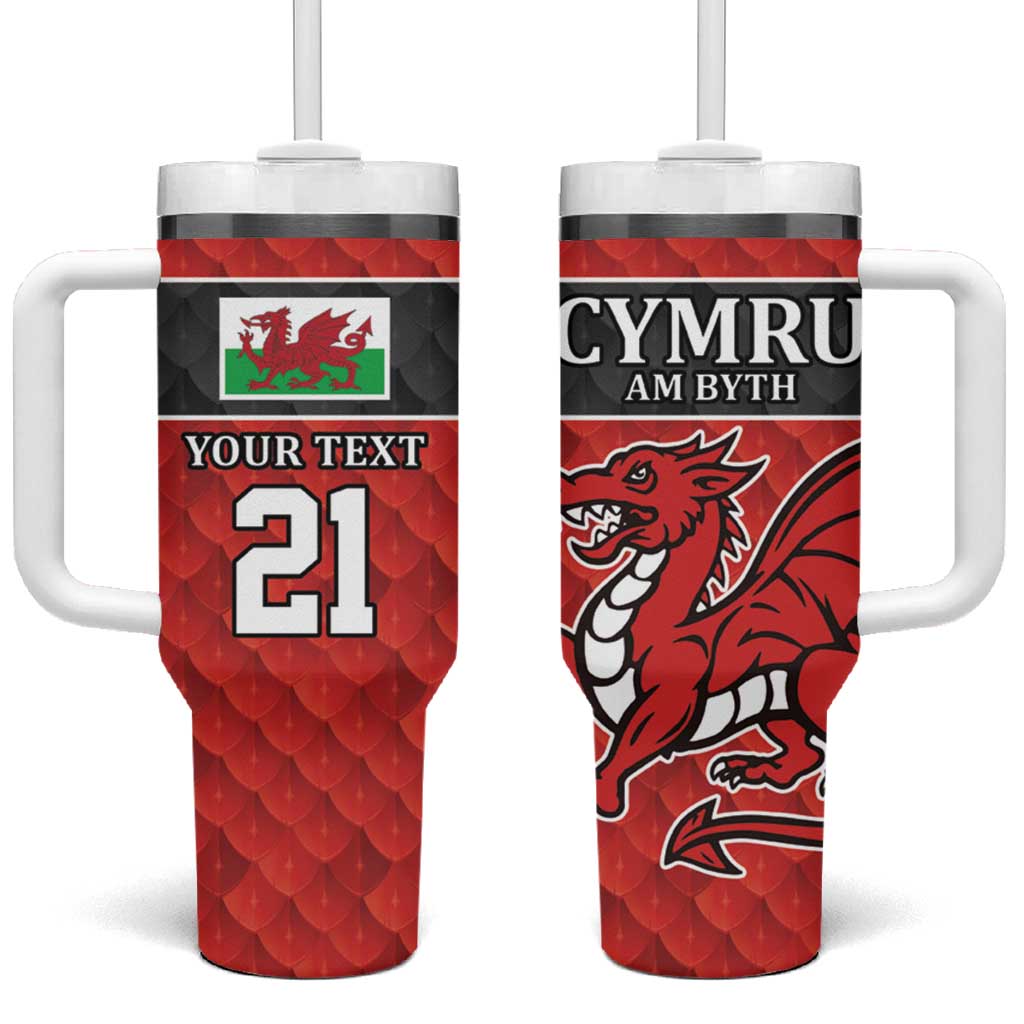 Wales Rugby Custom Tumbler With Handle Y Ddraig Goch Ddyry Cychwyn