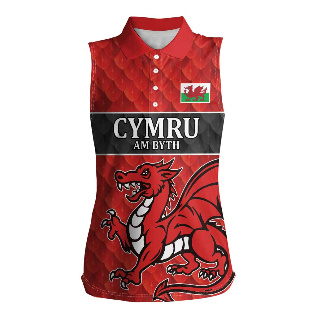 Wales Rugby Custom Women Sleeveless Polo Shirt Y Ddraig Goch Ddyry Cychwyn