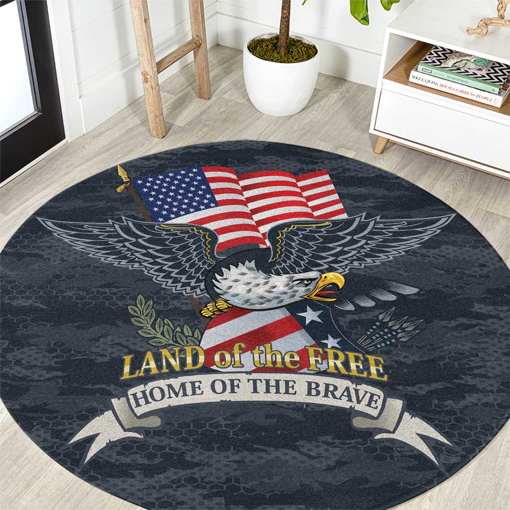 Brave Souls Remembered Patriotic Military Tribute Art Round Carpet