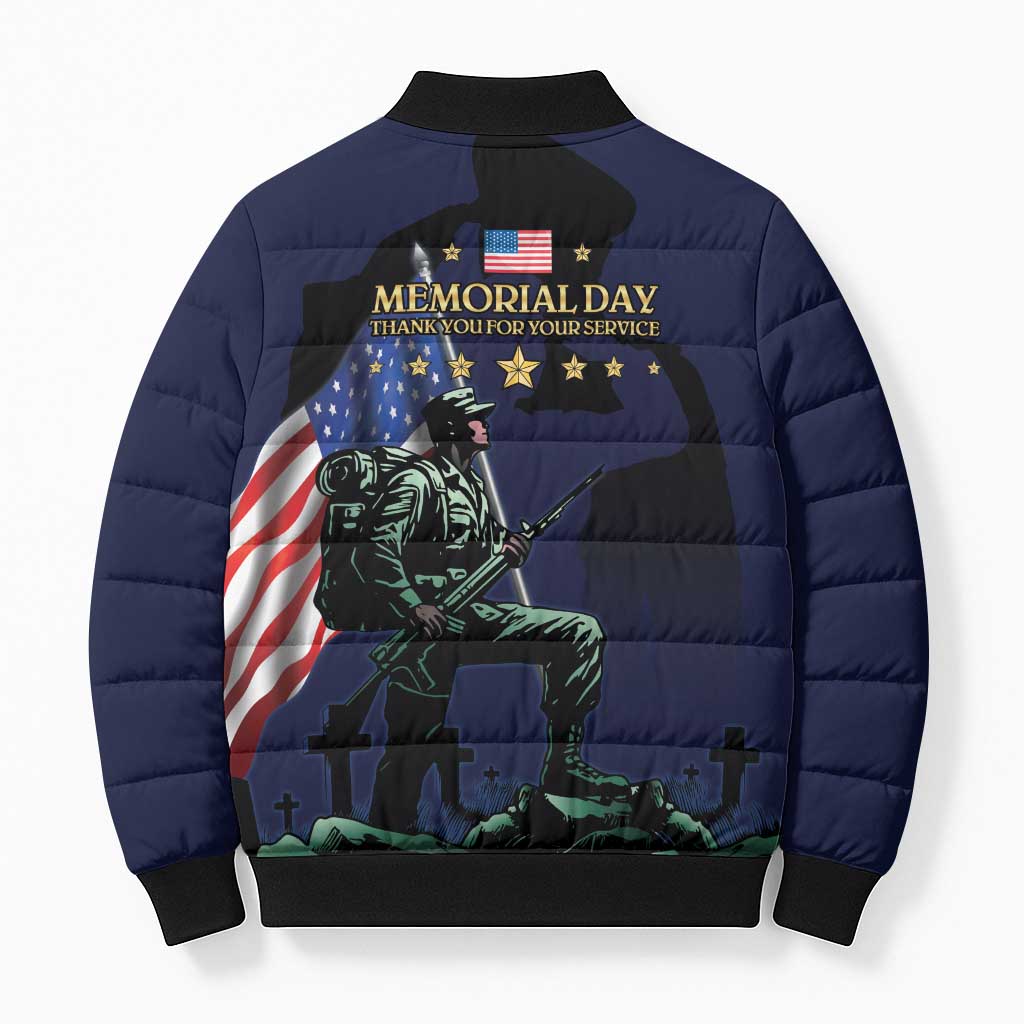 Memorial Day Veteran Remember and Honor Bomber Puffer Jacket