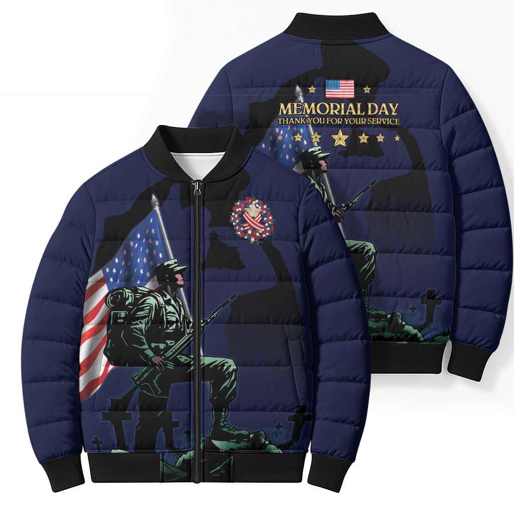 Memorial Day Veteran Remember and Honor Bomber Puffer Jacket