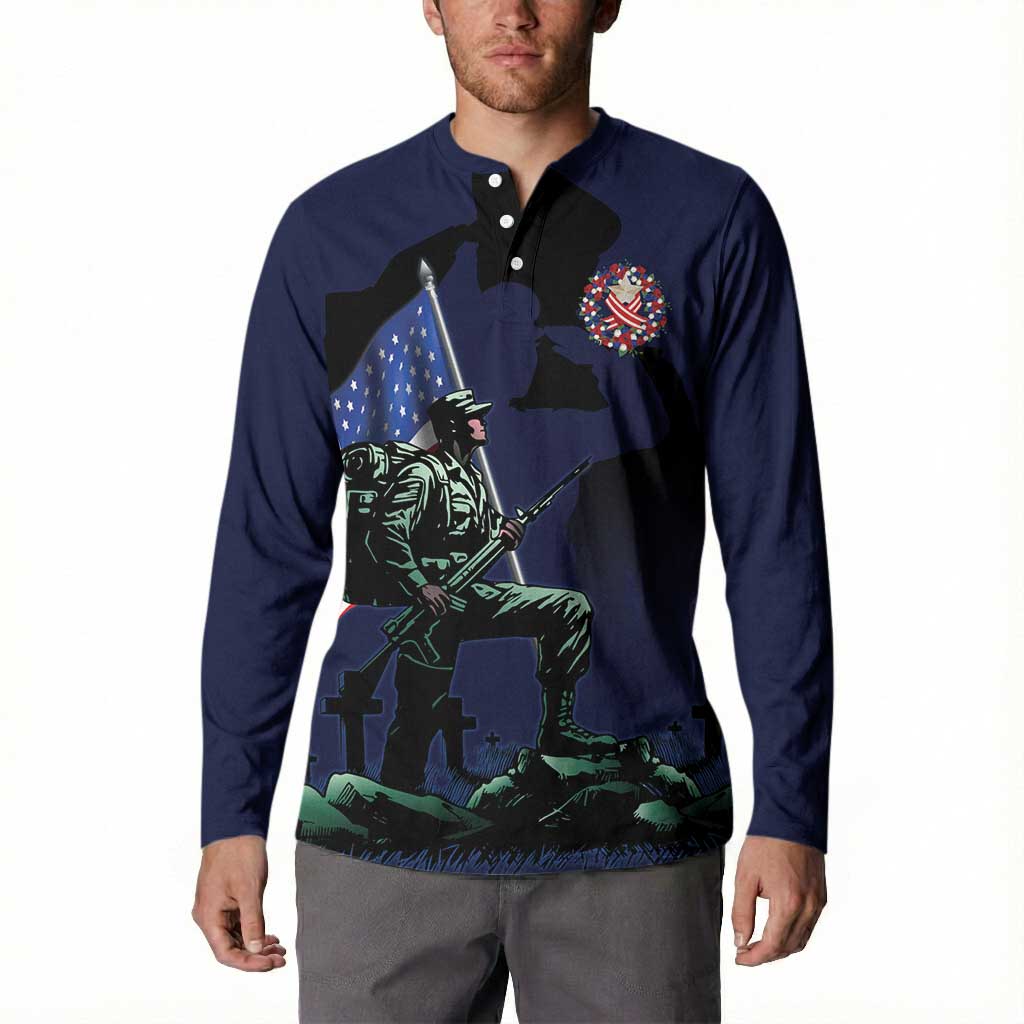 Memorial Day Veteran Remember and Honor Button Sweatshirt
