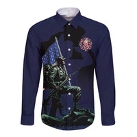 Memorial Day Veteran Remember and Honor Long Sleeve Button Shirt