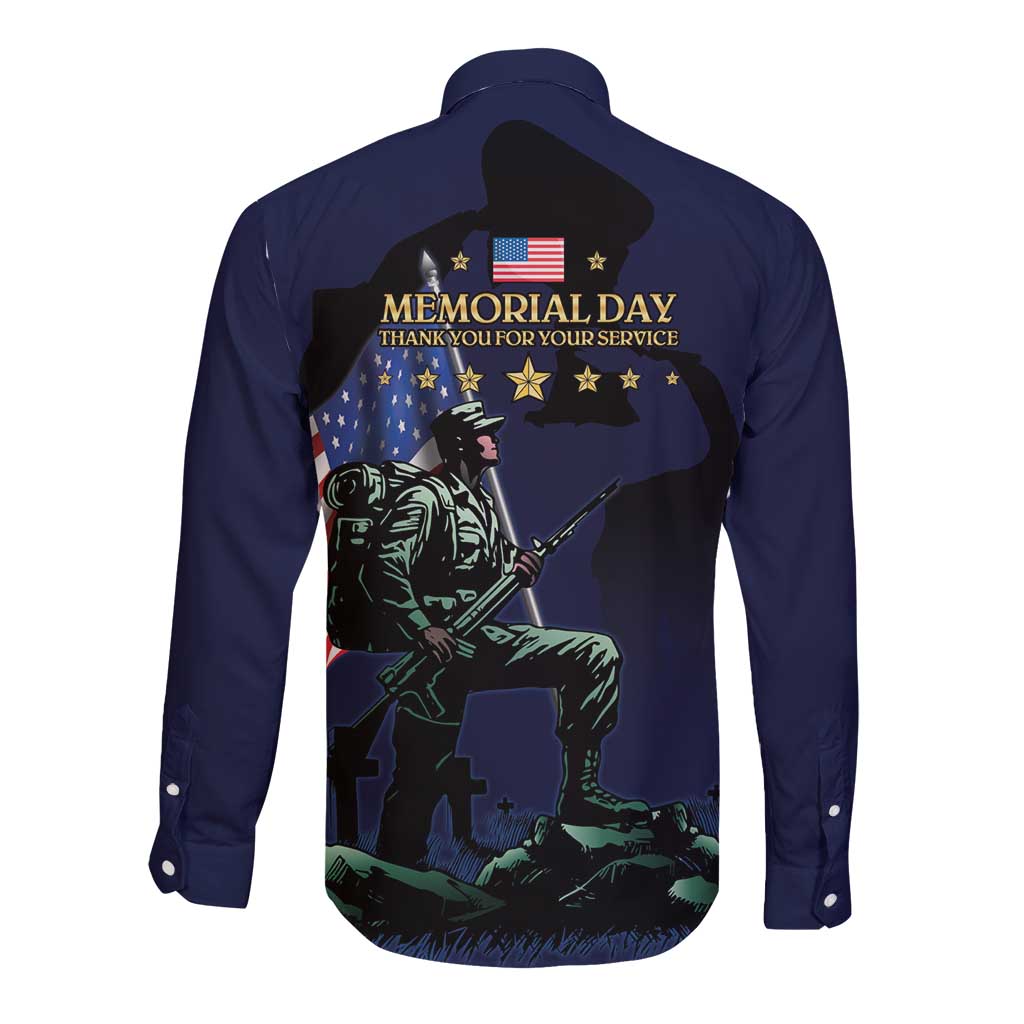 Memorial Day Veteran Remember and Honor Long Sleeve Button Shirt