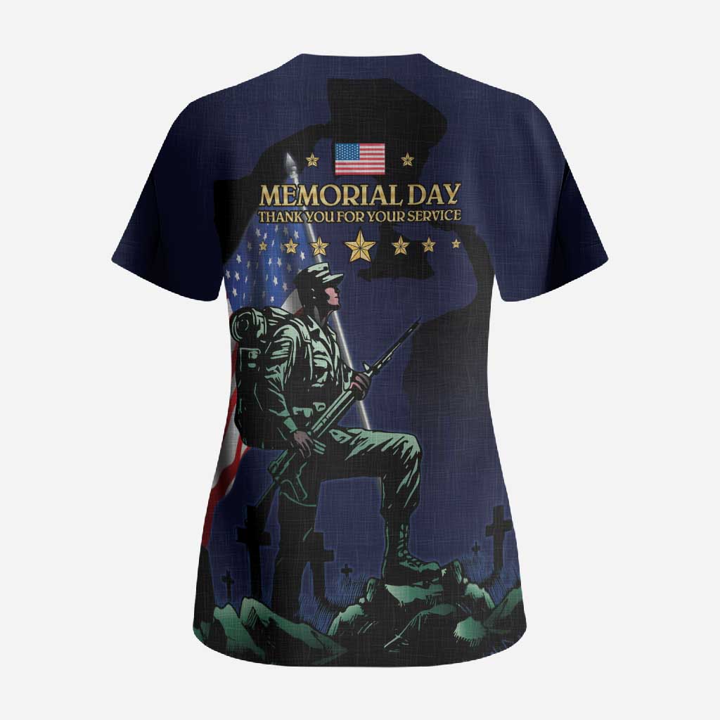 Memorial Day Veteran Remember and Honor Scrub Top