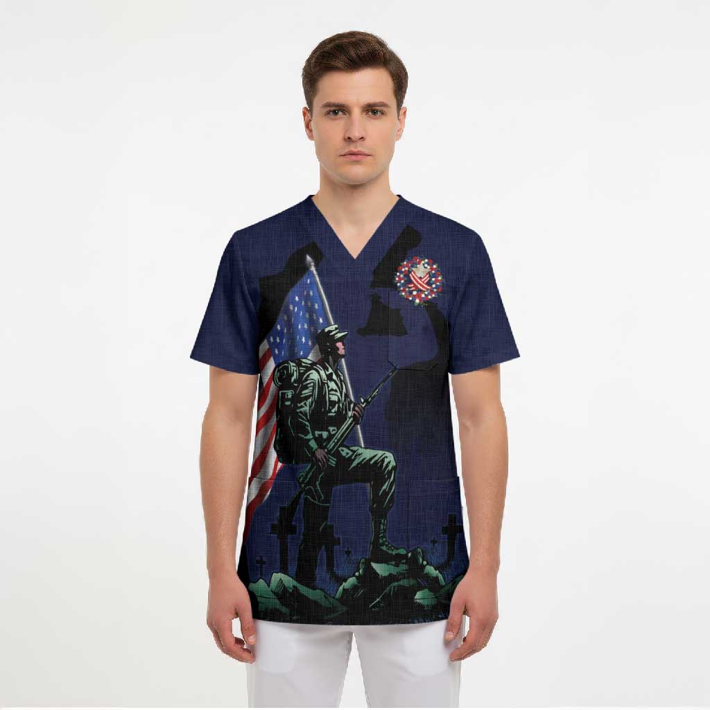 Memorial Day Veteran Remember and Honor Scrub Top