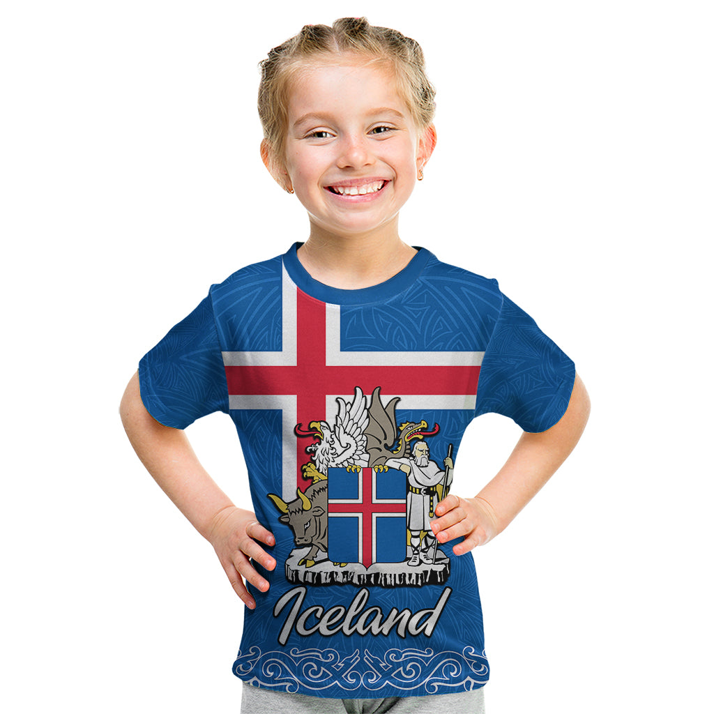 Iceland Kid T Shirt Icelandic Coat Of Arms and Flag - Wonder Print Shop