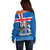 Iceland Off Shoulder Sweater Icelandic Coat Of Arms and Flag - Wonder Print Shop