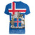 Personalised Iceland Women V Neck T Shirt Icelandic Coat Of Arms and Flag - Wonder Print Shop