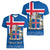 Personalised Iceland Women V Neck T Shirt Icelandic Coat Of Arms and Flag - Wonder Print Shop