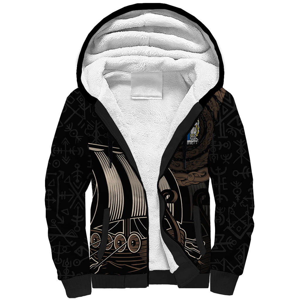 viking-iceland-coat-of-arms-sherpa-hoodie-viking-norman-ship-crossing-the-sea