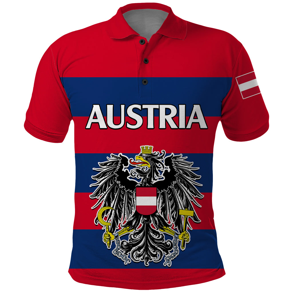 Austria Polo Shirt Austrian Coat Of Arms Minimalist Red Style - Wonder Print Shop