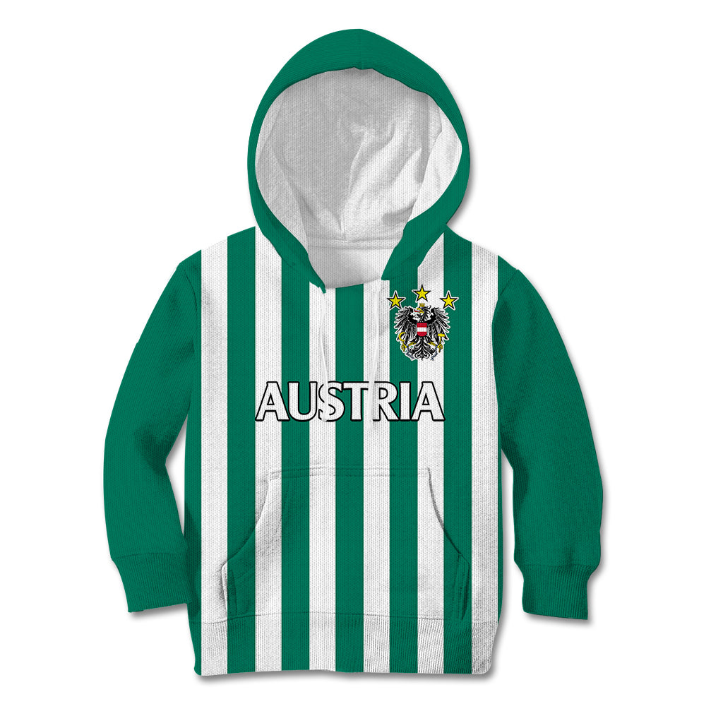 (Custom Text And Number) Austria Kid Hoodie Austrian Coat Of Arms Minimalist Green Style No1 - Wonder Print Shop