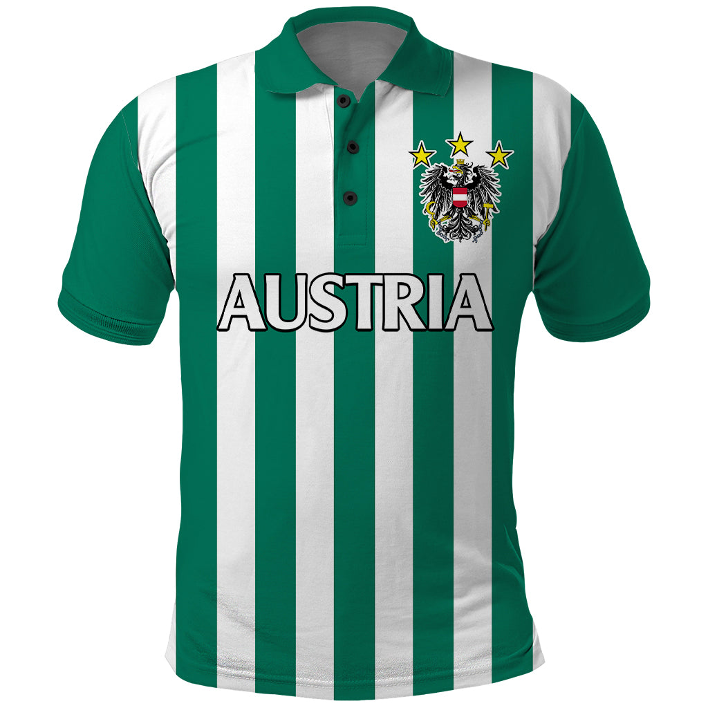 (Custom Text And Number) Austria Polo Shirt Austrian Coat Of Arms Minimalist Green Style No1 - Wonder Print Shop