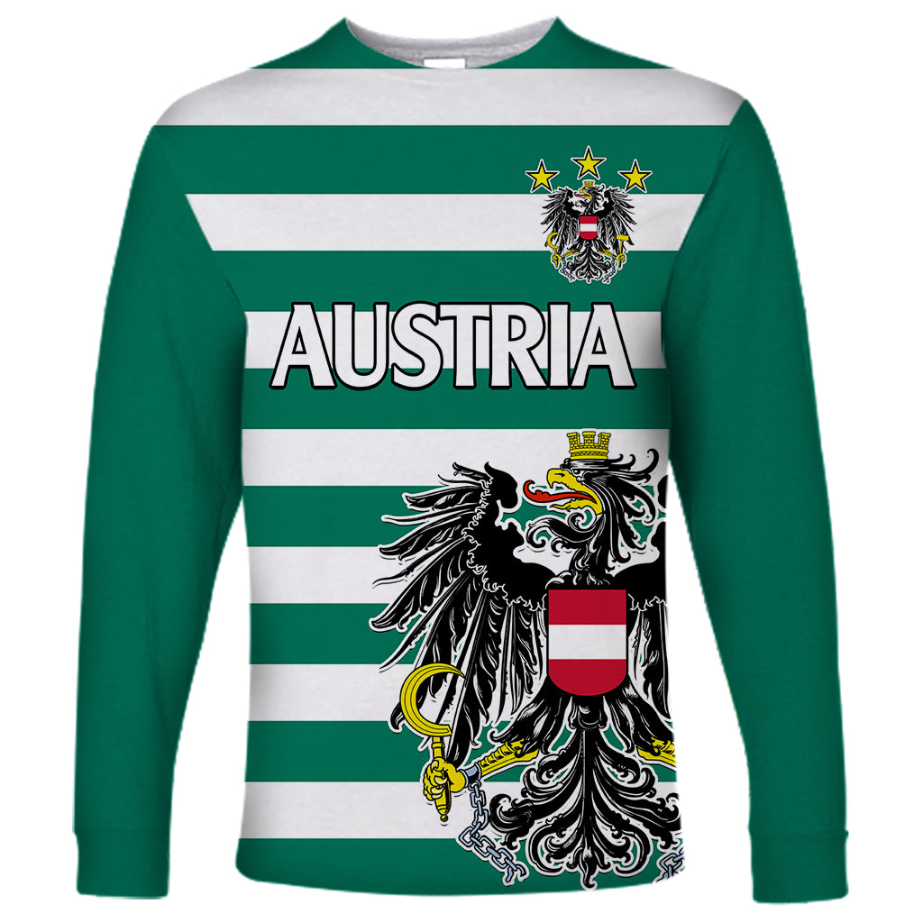 Austria Long Sleeve Shirt Austrian Coat Of Arms Minimalist Green Style No2 - Wonder Print Shop