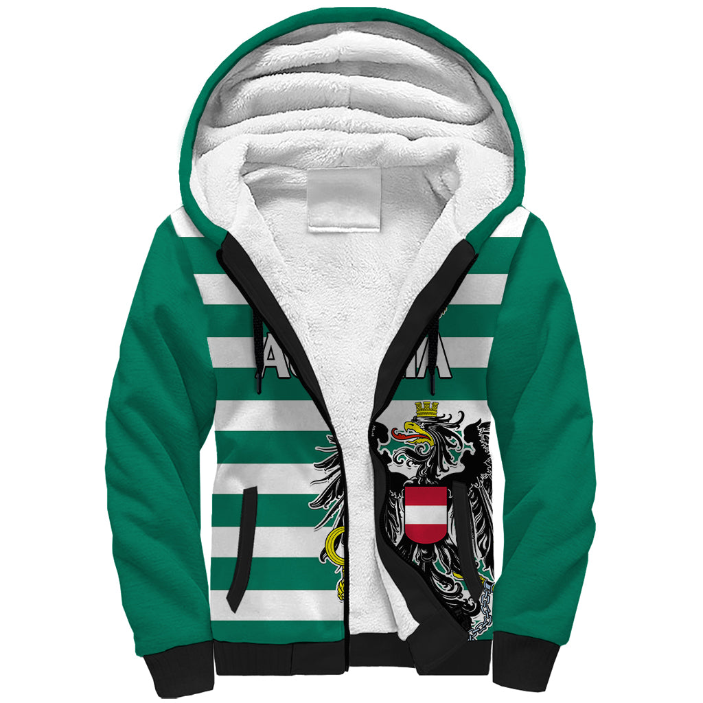 Austria Sherpa Hoodie Austrian Coat Of Arms Minimalist Green Style No2 - Wonder Print Shop