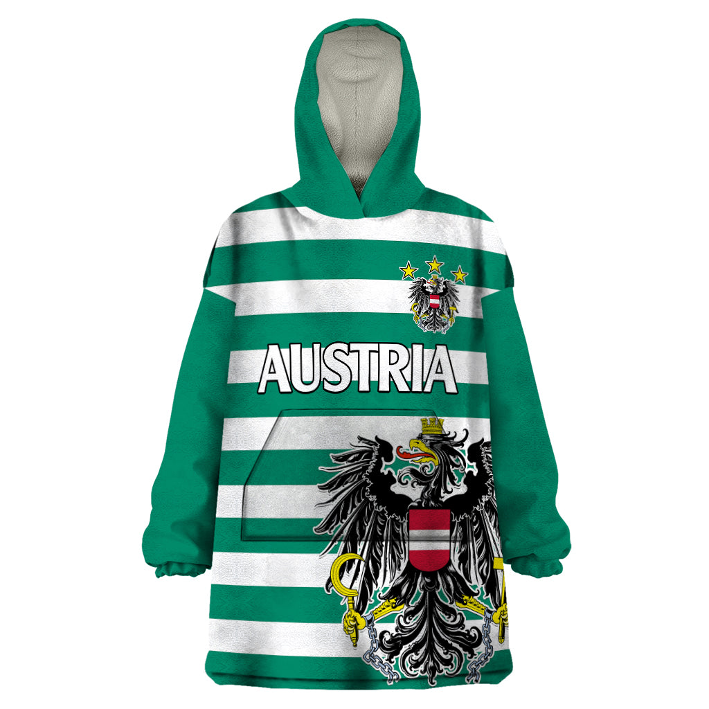 Austria Wearable Blanket Hoodie Austrian Coat Of Arms Minimalist Green Style No2 - Wonder Print Shop