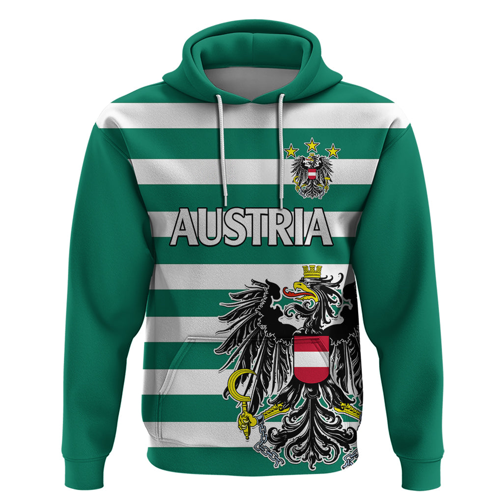 (Custom Text And Number) Austria Hoodie Austrian Coat Of Arms Minimalist Green Style No2 - Wonder Print Shop