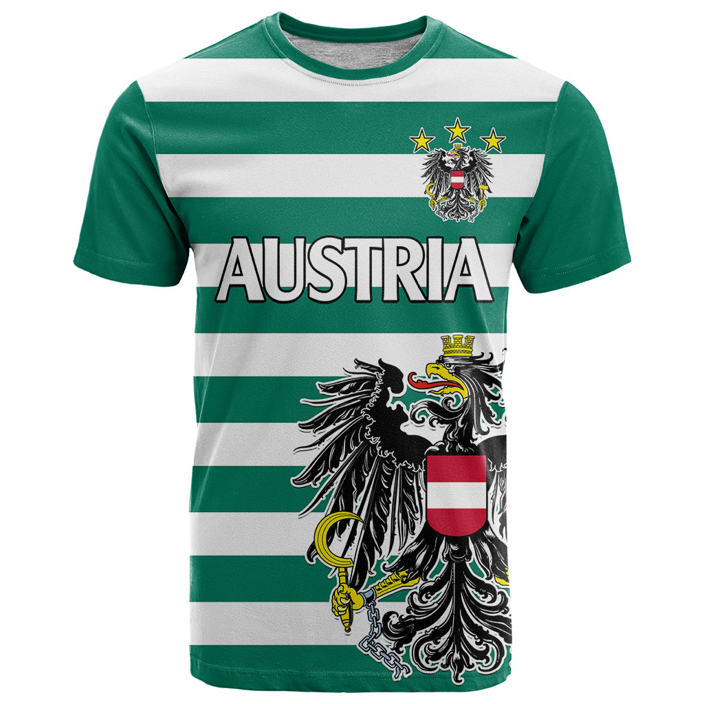 (Custom Text And Number) Austria T Shirt Austrian Coat Of Arms Minimalist Green Style No2 - Wonder Print Shop