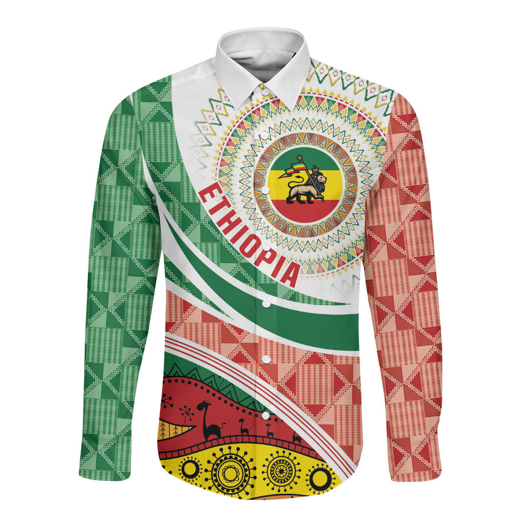 Ethiopia In My Blood Long Sleeve Button Shirt Lion Of Judah In My Heart
