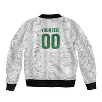 South Africa Indebe Yomhlaba Custom Bomber Jacket Ndebele Art White Edition