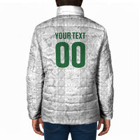 South Africa Indebe Yomhlaba Custom Padded Jacket Ndebele Art White Edition