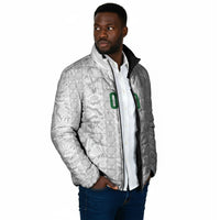 South Africa Indebe Yomhlaba Custom Padded Jacket Ndebele Art White Edition