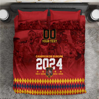 Red bedding set with 2 pillow shams and duvet featuring “Campeon de Europa 2024” text and trophy icon
