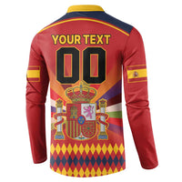 Red button sweatshirt back with “YOUR TEXT 00” and large crest emblem