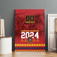 Red canvas wall art with bold '2024' and 'Campeon de Europa' text above a checkered pattern