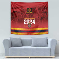 Red 2024 football champions tapestry wall hanging with gold trophy and diamond hem
