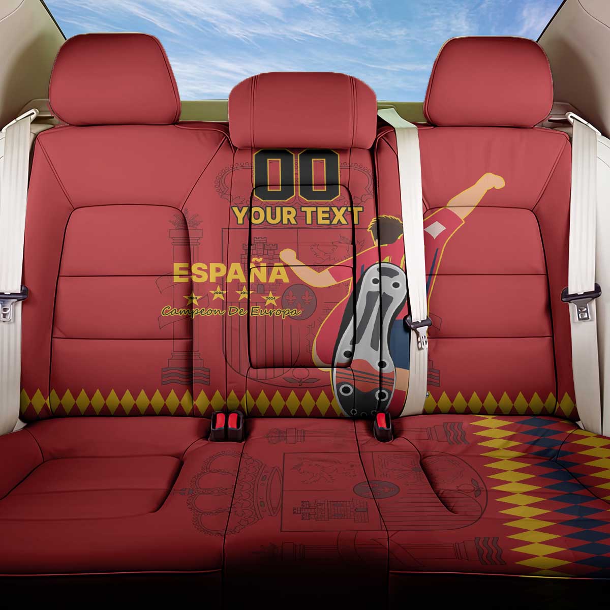 Custom Spain Euro 2024 Champions Back Car Seat Cover La Roja Campeon De Europa LT9 - Wonder Print Shop