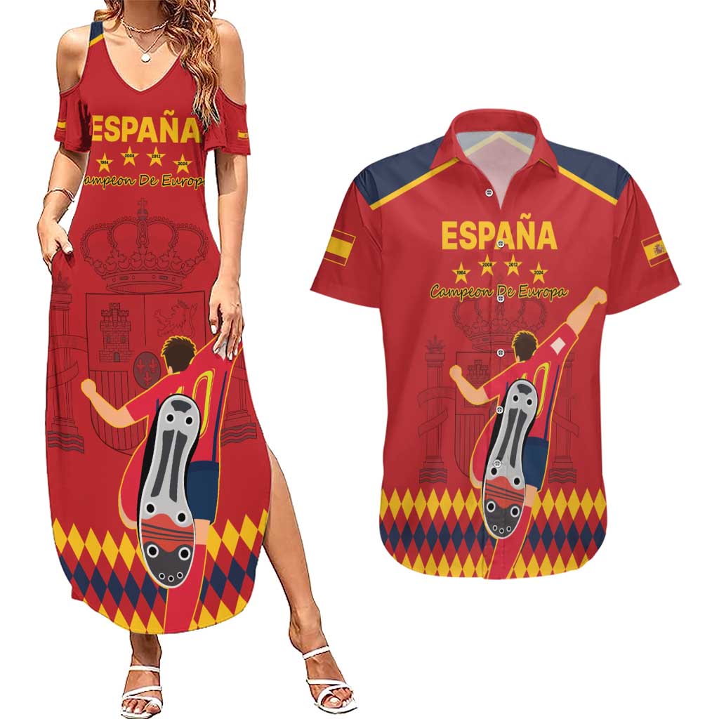 Custom Spain Euro 2024 Champions Couples Matching Summer Maxi Dress and Hawaiian Shirt La Roja Campeon De Europa LT9 - Wonder Print Shop