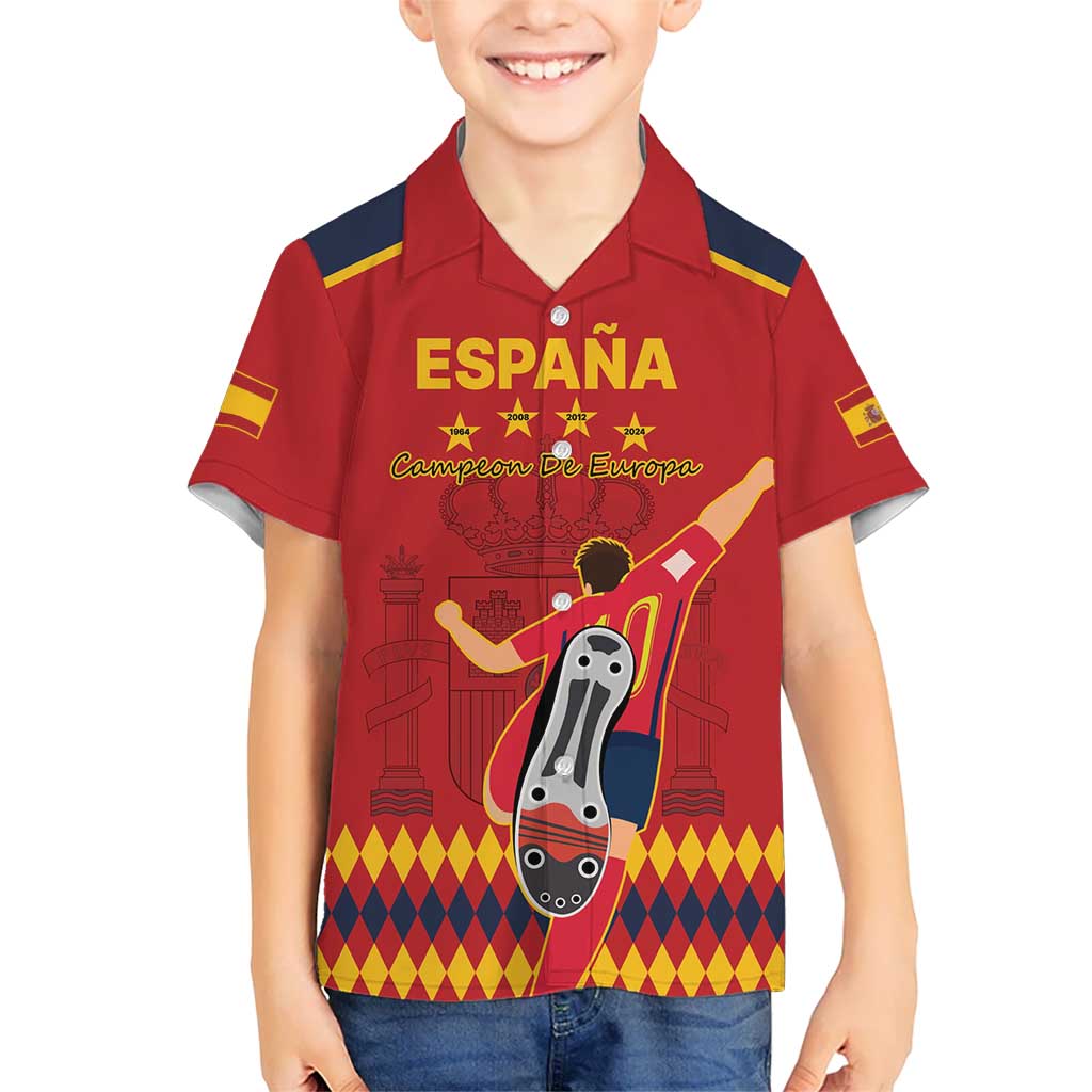 Custom Spain Euro 2024 Champions Kid Hawaiian Shirt La Roja Campeon De Europa - Wonder Print Shop