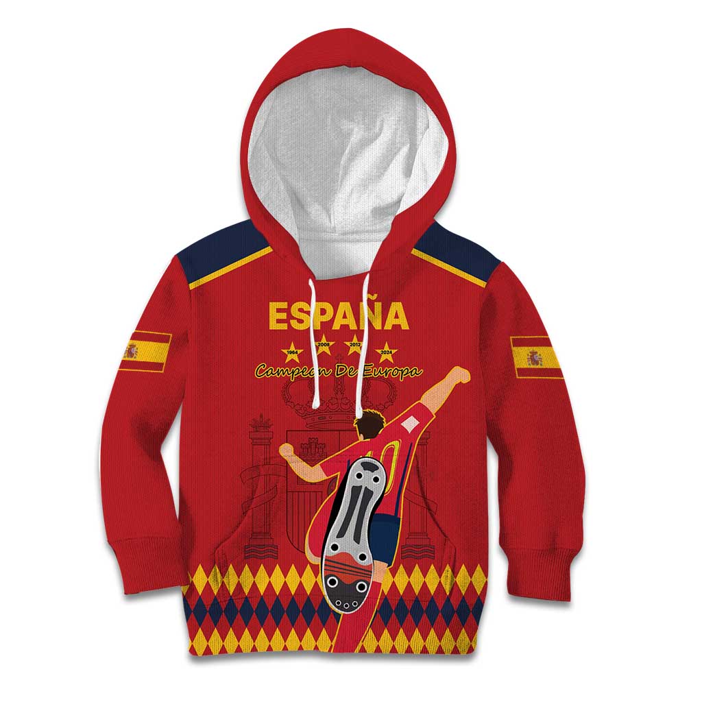 Custom Spain Euro 2024 Champions Kid Hoodie La Roja Campeon De Europa - Wonder Print Shop