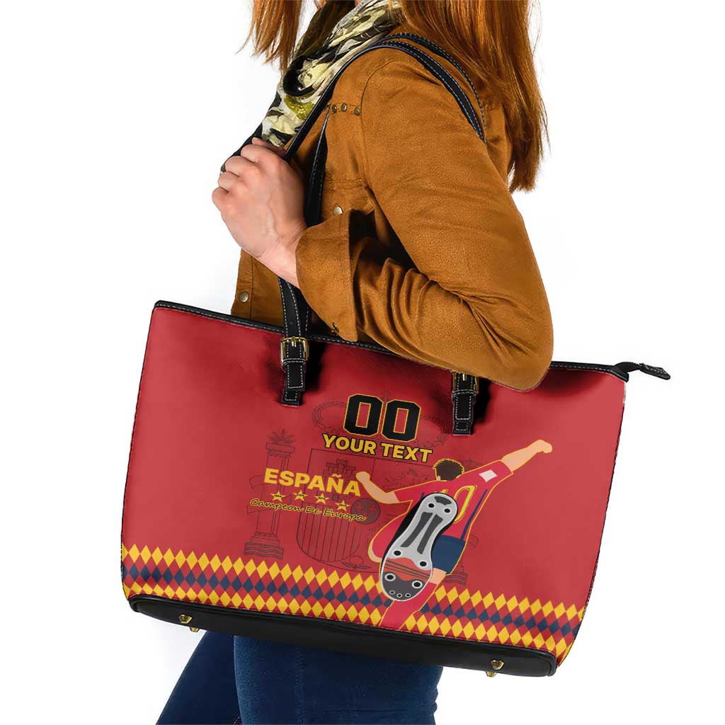 Custom Spain Euro 2024 Champions Leather Tote Bag La Roja Campeon De Europa - Wonder Print Shop