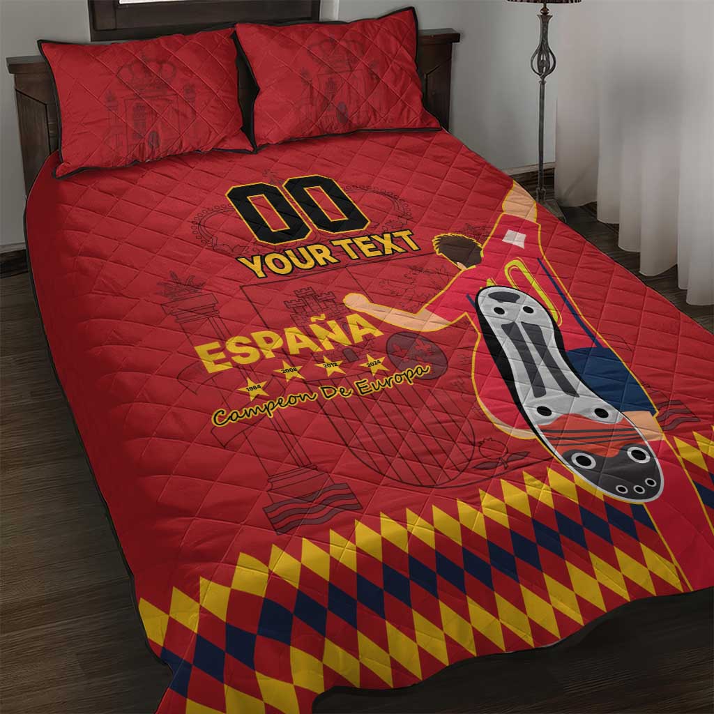 Custom Spain Euro 2024 Champions Quilt Bed Set La Roja Campeon De Europa - Wonder Print Shop