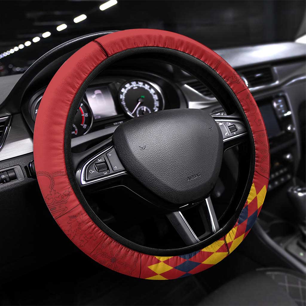 Spain Euro 2024 Champions Steering Wheel Cover La Roja Campeon De Europa - Wonder Print Shop