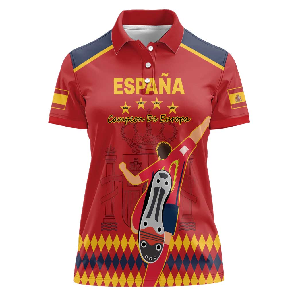 Custom Spain Euro 2024 Champions Women Polo Shirt La Roja Campeon De Europa - Wonder Print Shop