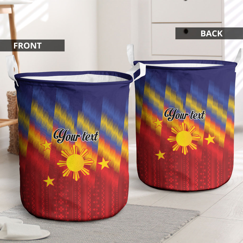 Personalized Philippines Eight Rays Sun Laundry Basket Traditional Filipino Igorot Pattern Motif