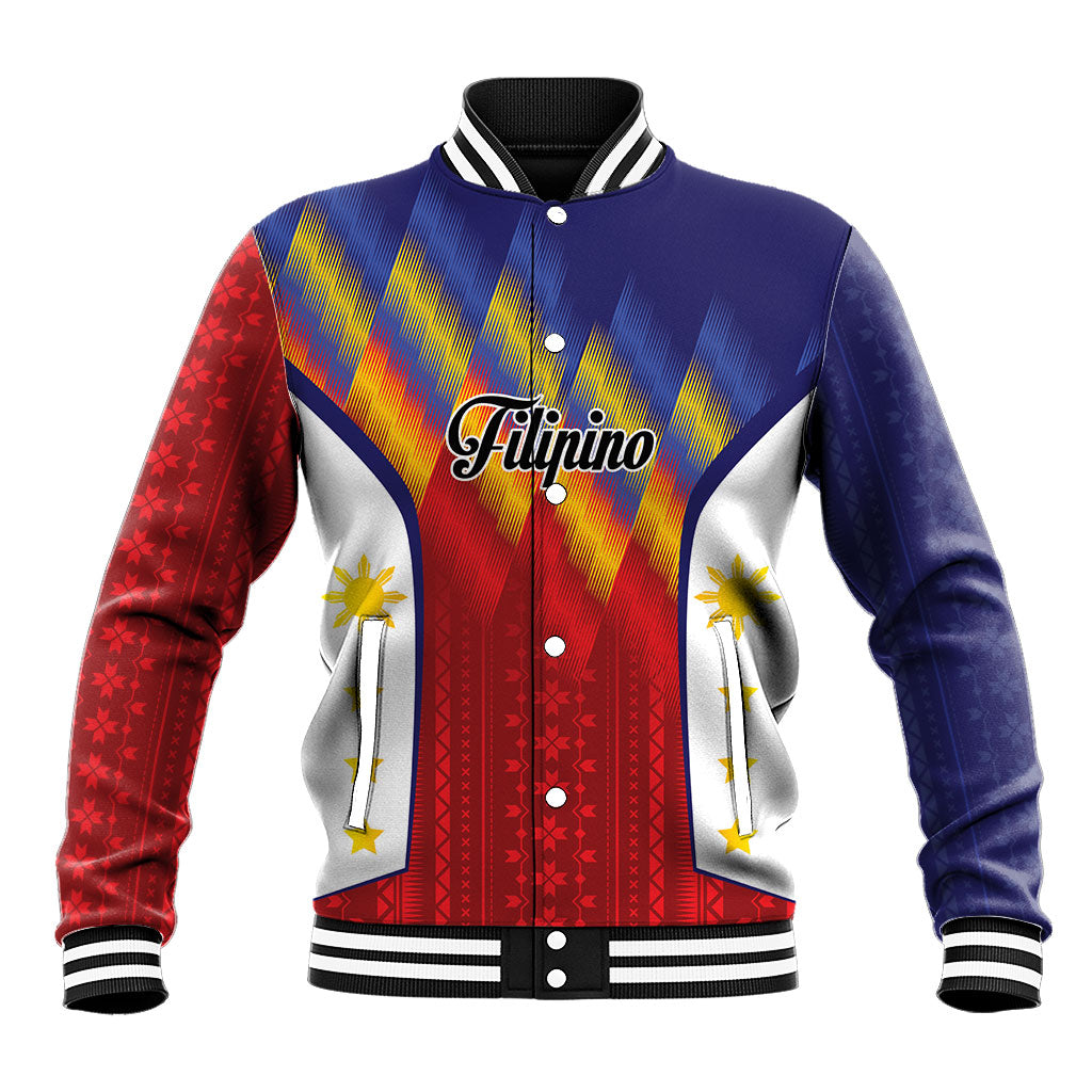 Personalized Philippines Eight Rays Sun Baseball Jacket Traditional Filipino Igorot Pattern Motif
