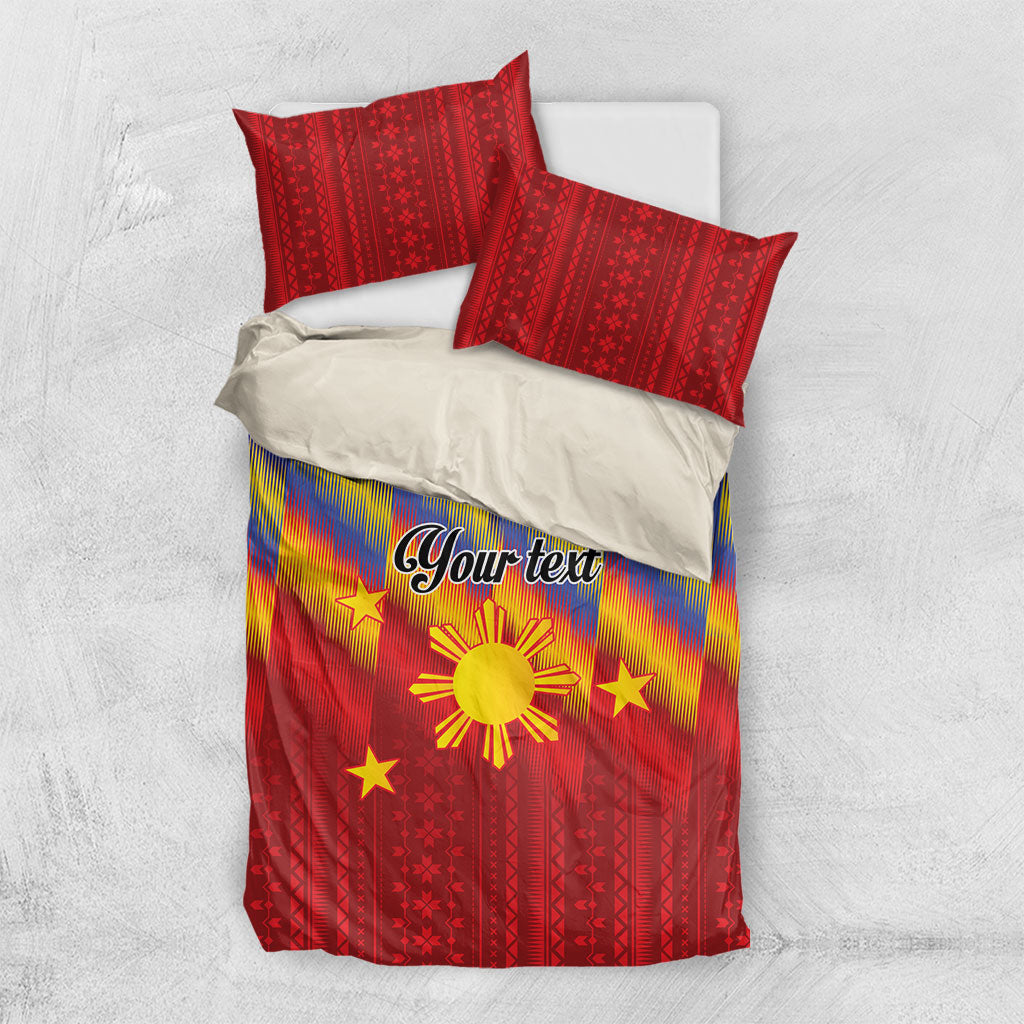 Personalized Philippines Eight Rays Sun Bedding Set Traditional Filipino Igorot Pattern Motif