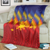 Personalized Philippines Eight Rays Sun Blanket Traditional Filipino Igorot Pattern Motif