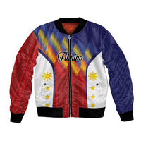 Personalized Philippines Eight Rays Sun Bomber Jacket Traditional Filipino Igorot Pattern Motif