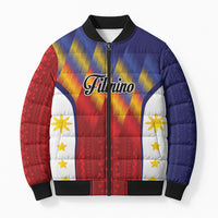 Personalized Philippines Eight Rays Sun Bomber Puffer Jacket Traditional Filipino Igorot Pattern Motif