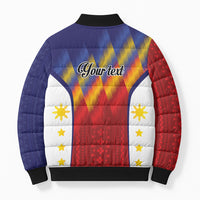 Personalized Philippines Eight Rays Sun Bomber Puffer Jacket Traditional Filipino Igorot Pattern Motif