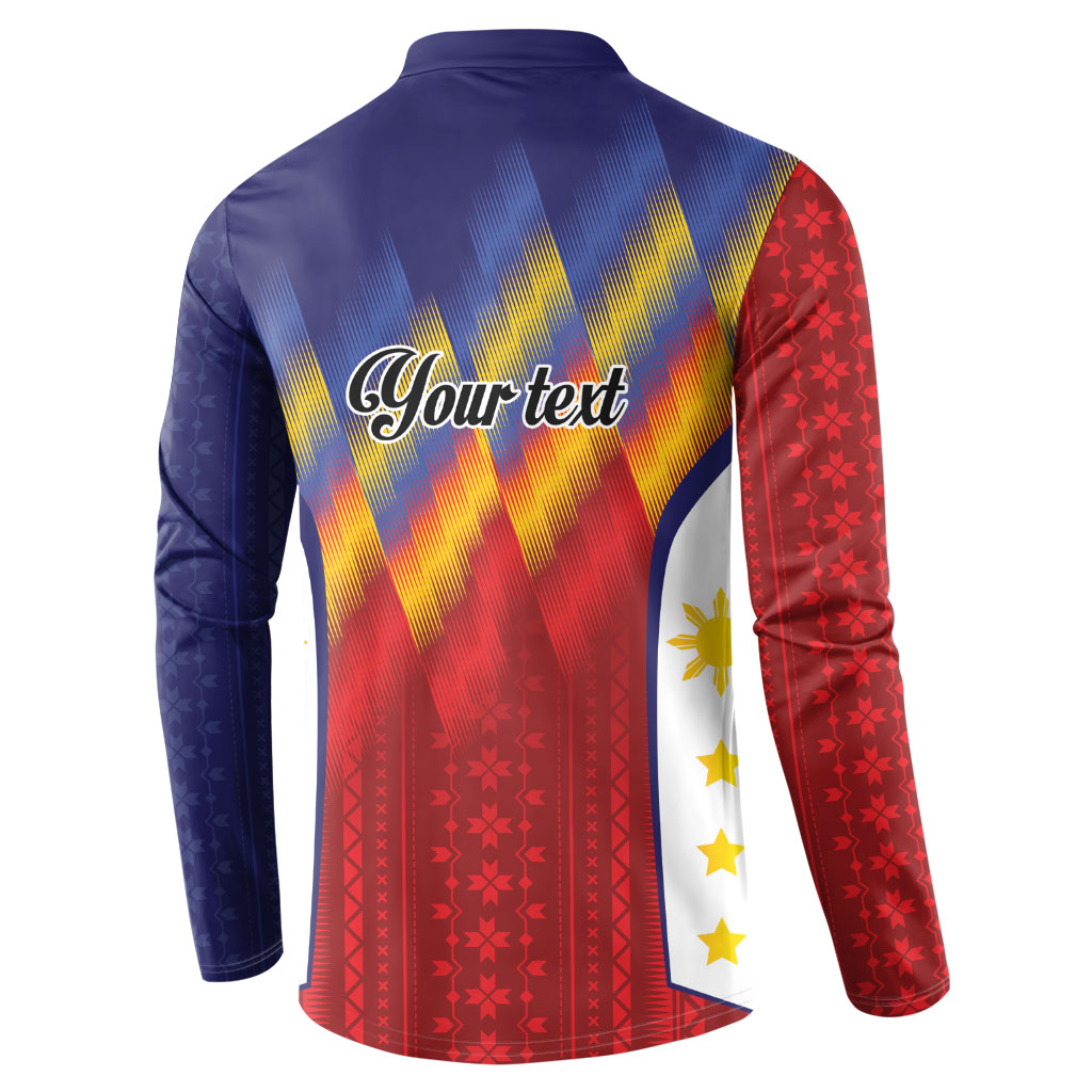 Personalized Philippines Eight Rays Sun Button Sweatshirt Traditional Filipino Igorot Pattern Motif