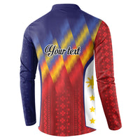 Personalized Philippines Eight Rays Sun Button Sweatshirt Traditional Filipino Igorot Pattern Motif