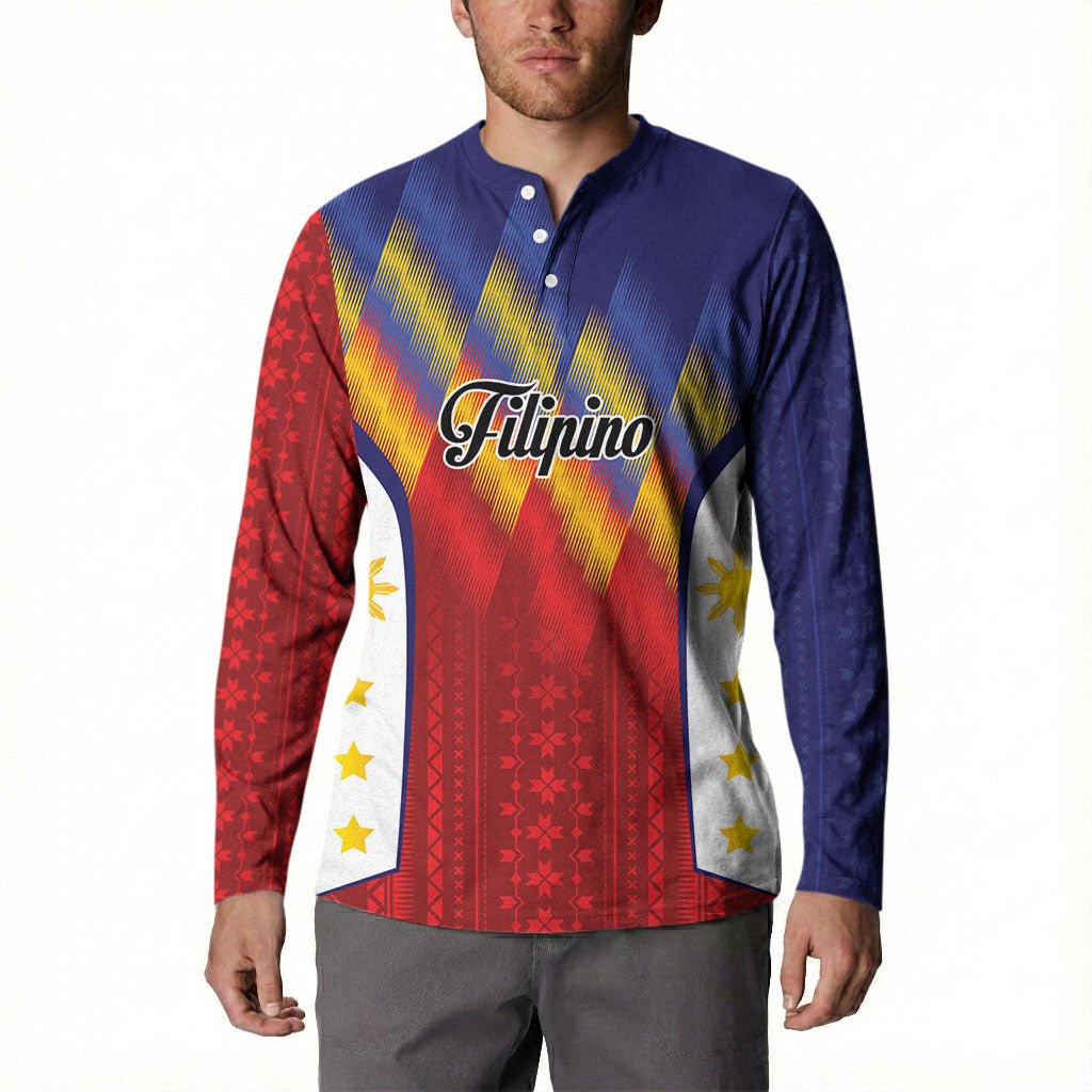 Personalized Philippines Eight Rays Sun Button Sweatshirt Traditional Filipino Igorot Pattern Motif