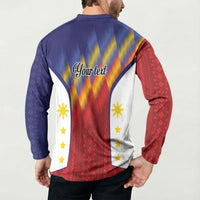 Personalized Philippines Eight Rays Sun Button Sweatshirt Traditional Filipino Igorot Pattern Motif